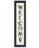 Black And White Floral Welcome Sign Framed Wall Art