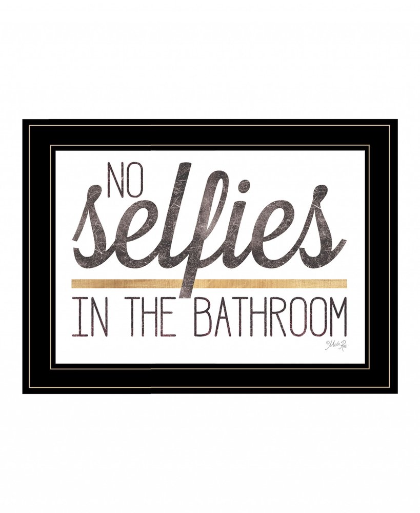 No Selfies in the Bathroom 6 Black Framed Print Bathroom Wall Art
