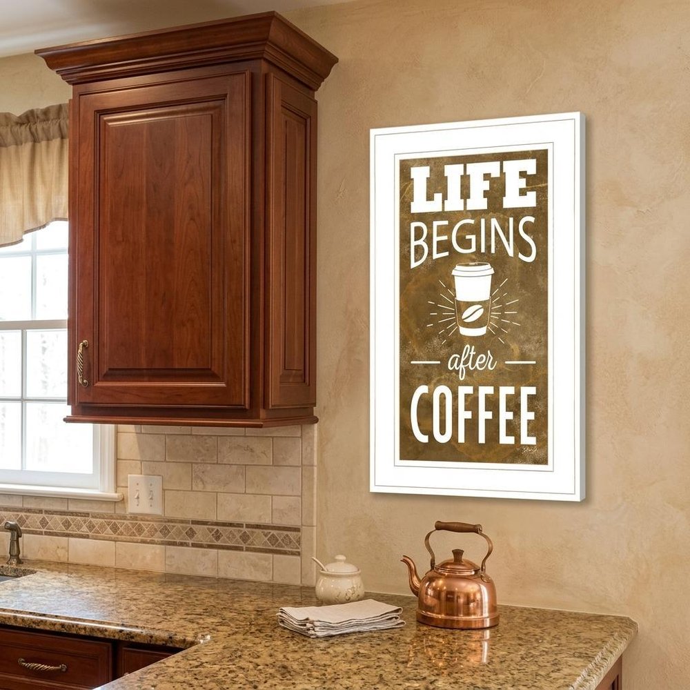 Life Begins after Coffee 2 White Framed Print Wall Art