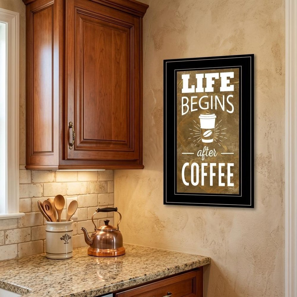 Life Begins After Coffee 3 Black Framed Print Wall Art