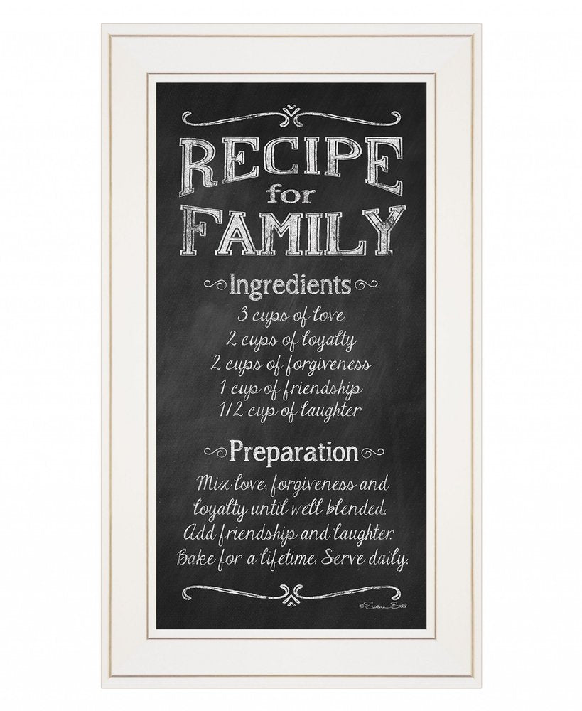 Recipe for Family White Framed Print Wall Art
