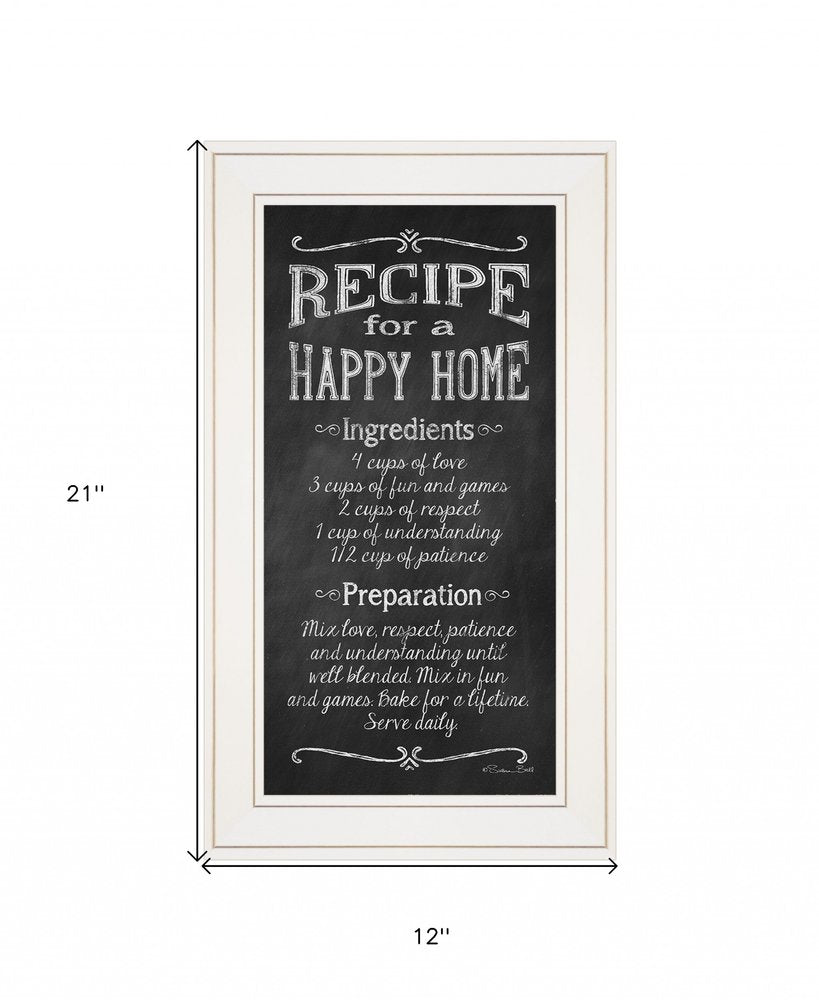 Recipe for a Happy Home 1 White Framed Print Wall Art
