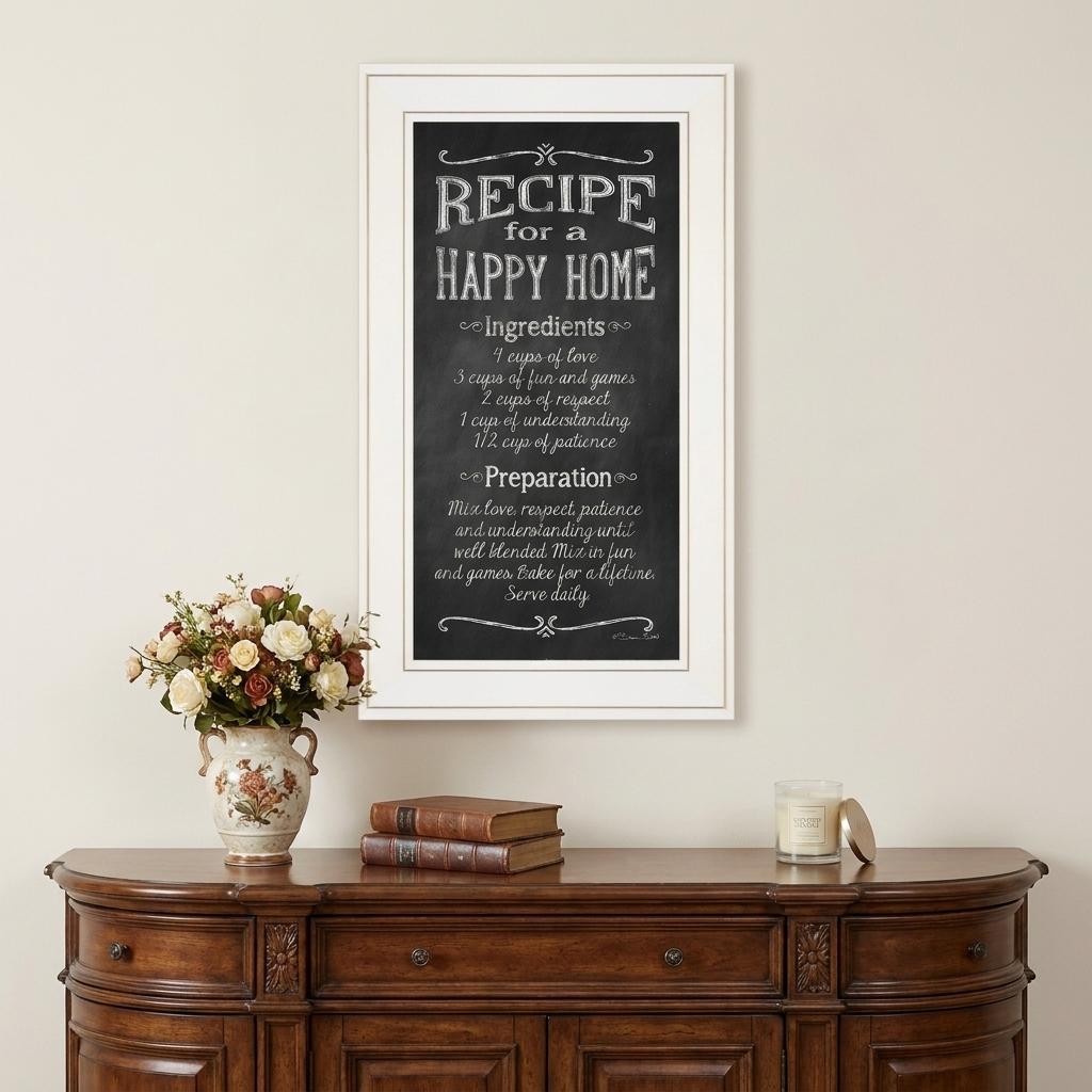 Recipe for a Happy Home 1 White Framed Print Wall Art