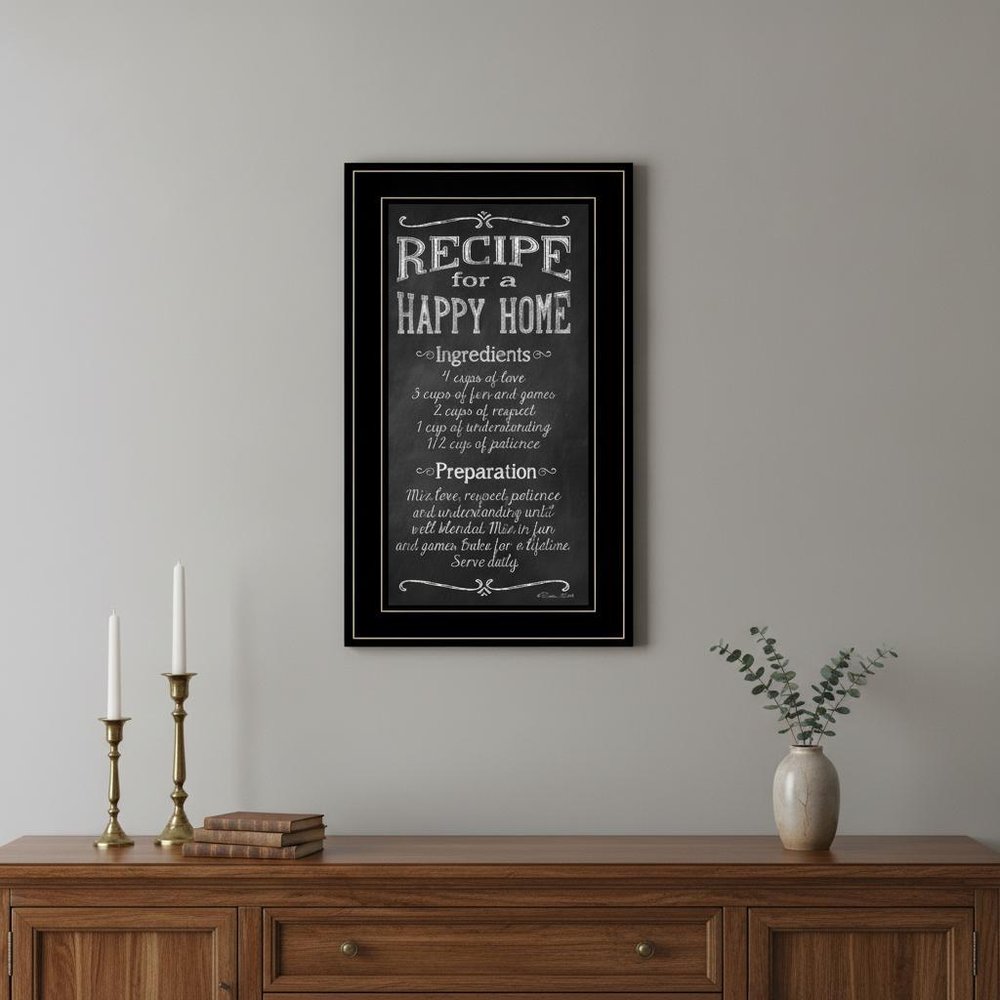 Recipe for a Happy Home 1 White Framed Print Wall Art