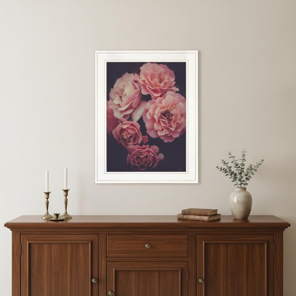 Dreamy Rose 1 White Framed Print Wall Art