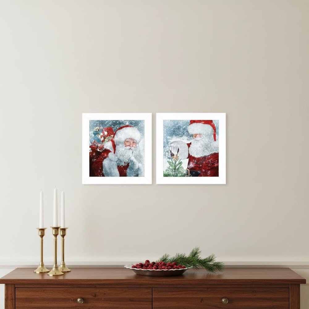 Set Of Two Santas Blessings 5 White Framed Print Wall Art
