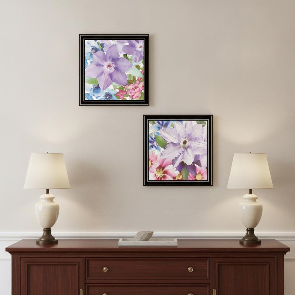 Set Of Two Clematis Black Framed Print Wall Art
