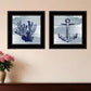 Set Of Two The Beach Coastal 2 Black Framed Print Wall Art