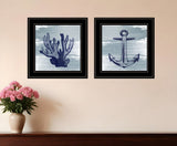 Set Of Two The Beach Coastal 2 Black Framed Print Wall Art