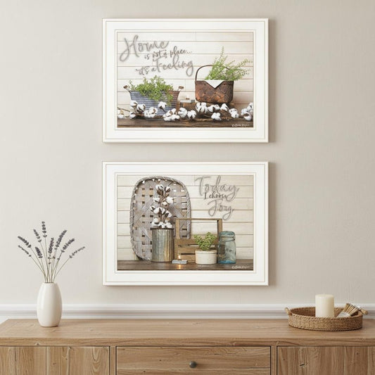 Set Of Two Choose Joy White Framed Print Wall Art