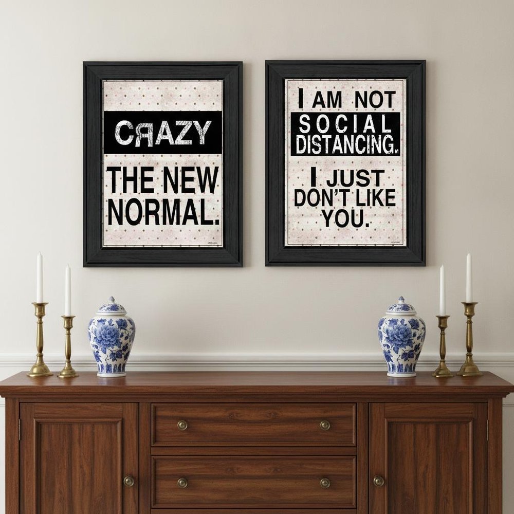 Set Of Two The New Normal Black Framed Print Wall Art