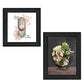 Set Of Two Vintage Floral Tea Pot and Door Knob Black Framed Print Kitchen Wall Art