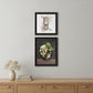 Set Of Two Vintage Floral Tea Pot and Door Knob Black Framed Print Kitchen Wall Art
