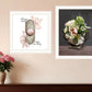 Set Of Two Vintage Floral Tea Pot and Door Knob Black Framed Print Kitchen Wall Art