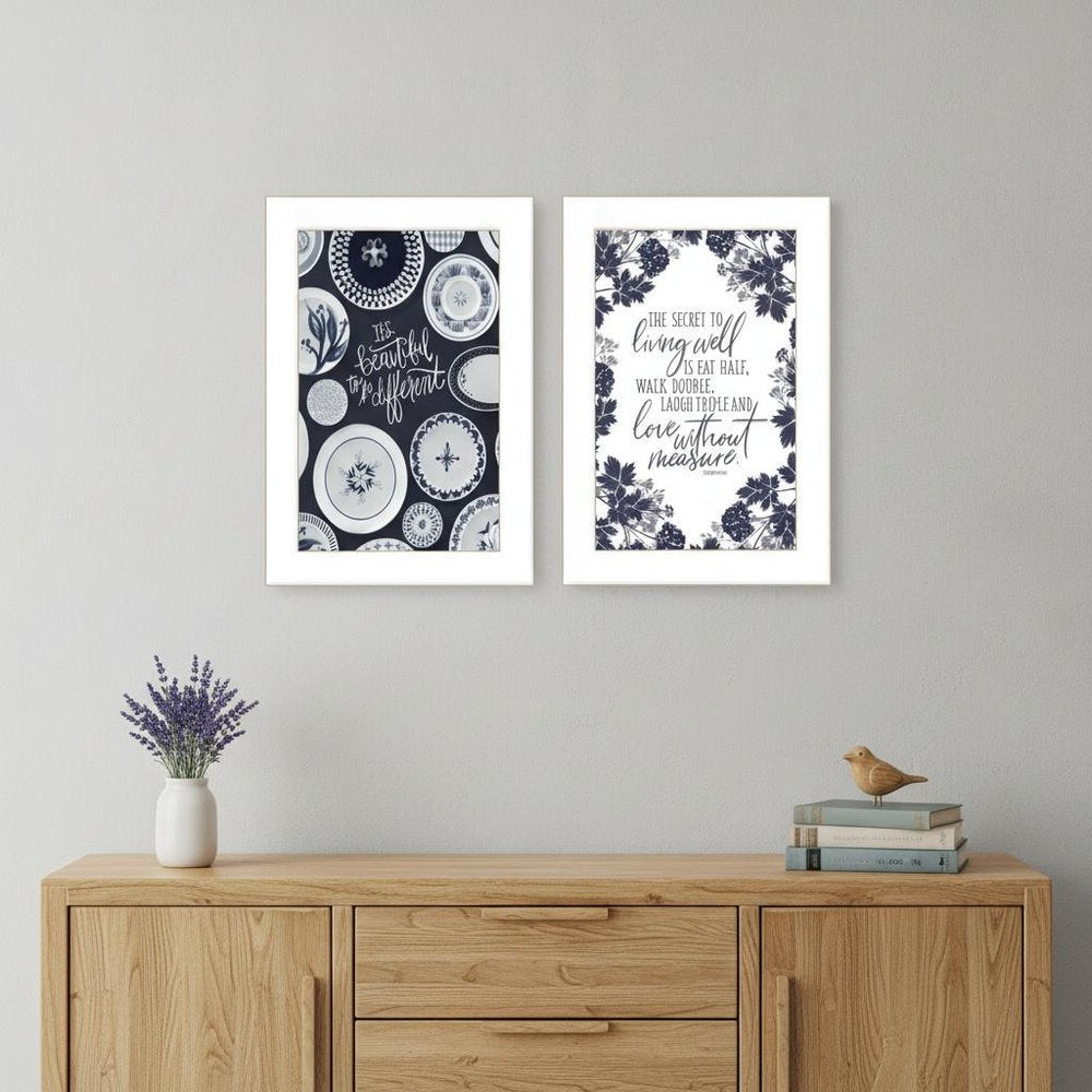 Set Of Two The Secret Beauty White Framed Print Wall Art