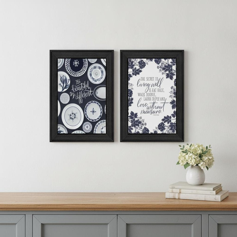 Set Of Two The Secret Beauty Black Framed Print Wall Art