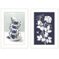 Set Of Two Tea Towers with Flowers Blue White Framed Print Kitchen Wall Art