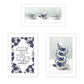 Set Of Three Tea tower with Cups and Sauces White Framed Print Kitchen Wall Art