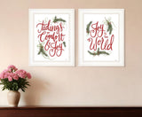 Set Of Two Good Tidings and Joy White Framed Print Wall Art