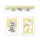 Set Of Three Tea Cups and Yellow Flowers White Framed Print Kitchen Wall Art