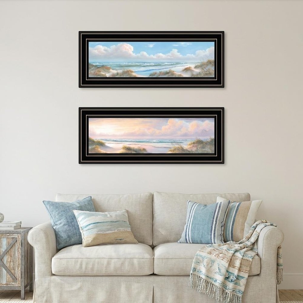 Set Of Two Nautical Boat 2 Black Framed Print Wall Art