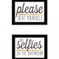 Set Of Two No Selfies When Seated 2 Black Framed Print Bathroom Wall Art