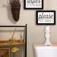 Set Of Two No Selfies When Seated 2 Black Framed Print Bathroom Wall Art