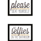 Set Of Two No Selfies When Seated 1 White Framed Print Bathroom Wall Art