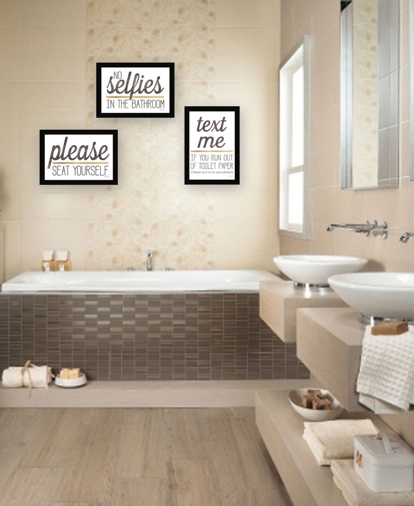 Set Of Three Toilet Humor Black Framed Print Wall Art