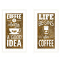 Set Of Two Life Begins and Ends With Coffee White Framed Print Wall Art