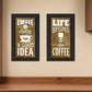 Set Of Two Life Begins and Ends With Coffee White Framed Print Wall Art