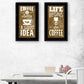 Set Of Two Life Begins and Ends With Coffee Black Framed Print Wall Art