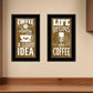 Set Of Two Life Begins and Ends With Coffee Black Framed Print Wall Art