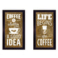 Set Of Two Life Begins and Ends With Coffee White Framed Print Wall Art