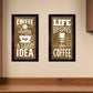 Set Of Two Life Begins and Ends With Coffee White Framed Print Wall Art
