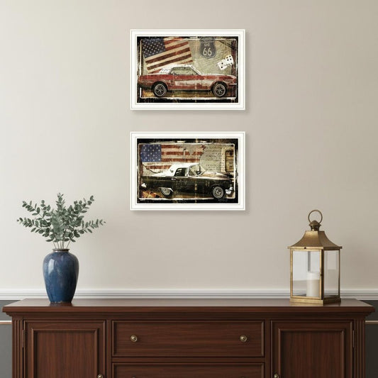 Set Of Two Vintage Classics 2 White Framed Print Wall Art
