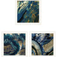 Set Of Three Deep Blue 2 White Framed Print Wall Art