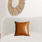 Set Of Two 17" X 17" Brown Faux Leather Zippered Pillow
