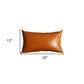 Set of Four 12" X 20" Brown Faux Leather Lumbar Throw Pillow Covers
