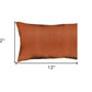 Set Of Four 12" X 12" Brown Solid Color Handmade Faux Leather Lumbar Pillows