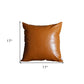 Set of Four 17" Brown Faux Leather Throw Pillows