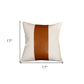Set of Two 17" Brown And Ivory Faux Leather Throw Pillow Covers