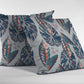 18” Blue Gray Tropical Leaf Zippered Suede Throw Pillow