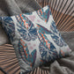18” Blue Gray Tropical Leaf Zippered Suede Throw Pillow