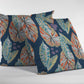 16” Orange Blue Tropical Leaf Zippered Suede Throw Pillow
