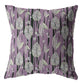 16” Lavender Black Fall Leaves Zippered Suede Throw Pillow