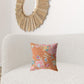 16" Pink Orange Garden Zippered Suede Throw Pillow