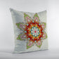 16" Orange Green Mandala Zip Suede Throw Pillow