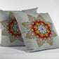 16" Orange Green Mandala Zip Suede Throw Pillow