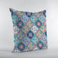 18” Blue Peach Trellis Suede Zippered Throw Pillow